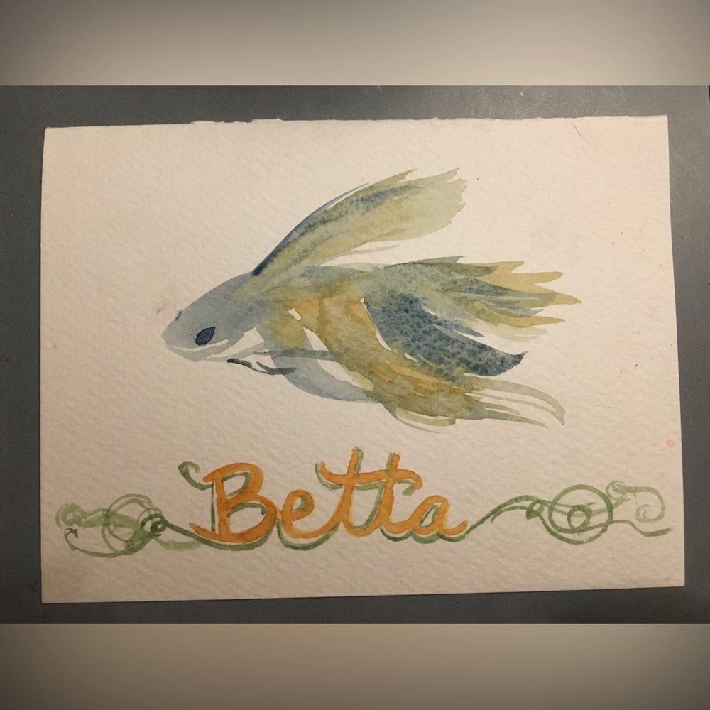 Dancing Betta Watercolour Painting